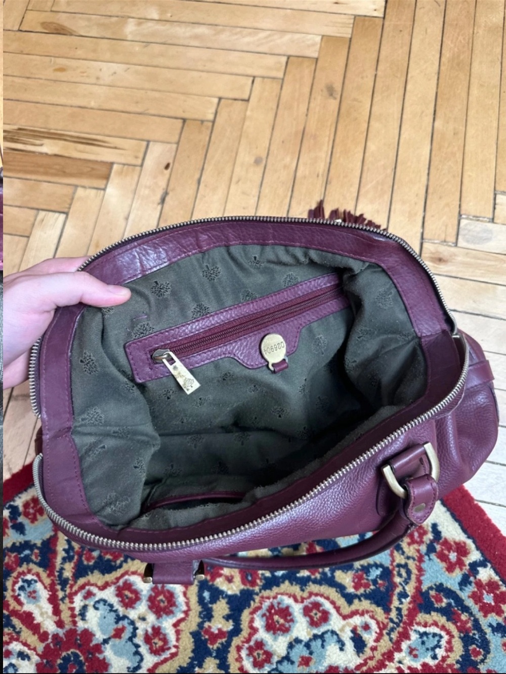 Mulberry Burgundy Leather Satchel with Tassel - Picture 12 of 13